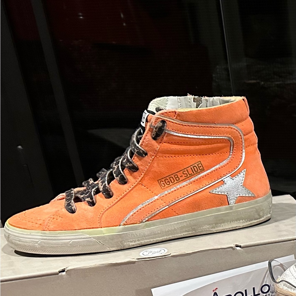 Golden Goose Orange High-Top Sneakers